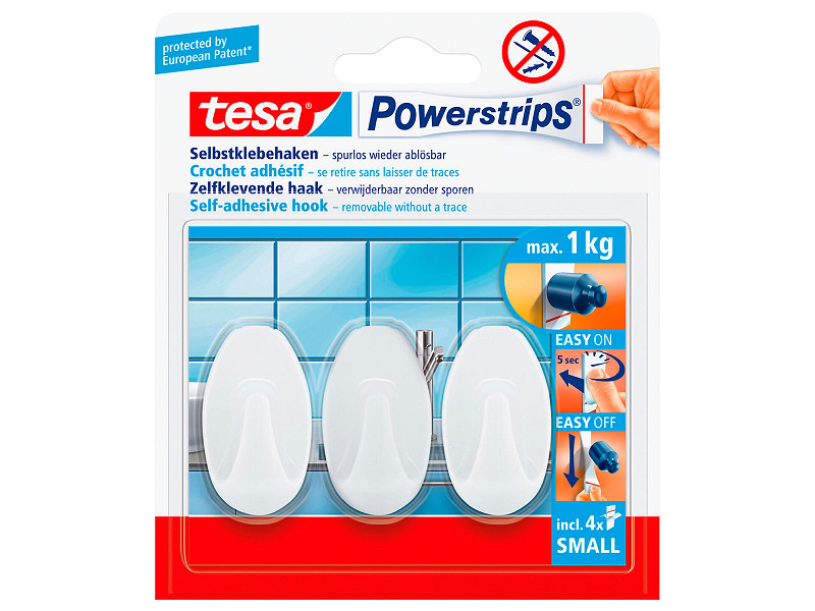 Power strips tesa hvid 3 stk