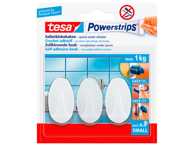 Power strips tesa hvid 3 stk
