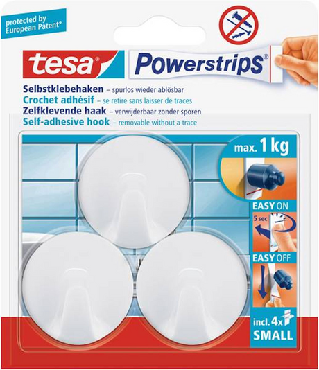 Tesa 1002615 - powerstr.small rund hvid | 6 stk