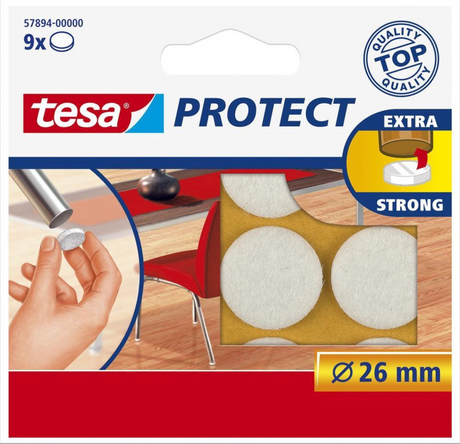 Tesa beskyttende filt hvid ã˜ 26mm 9 stk