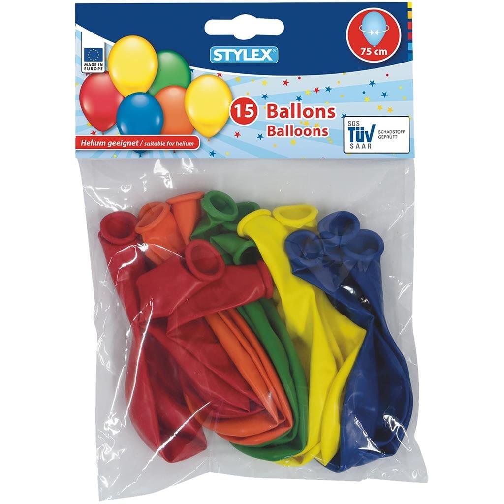 Stylex helium balloner 75 cm 15 stk