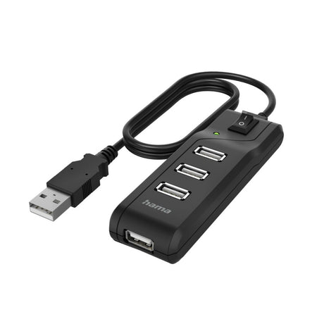 Hama USB-hub 4-ports USB 2.0 480 Mbit s tænd/sluk-knap
