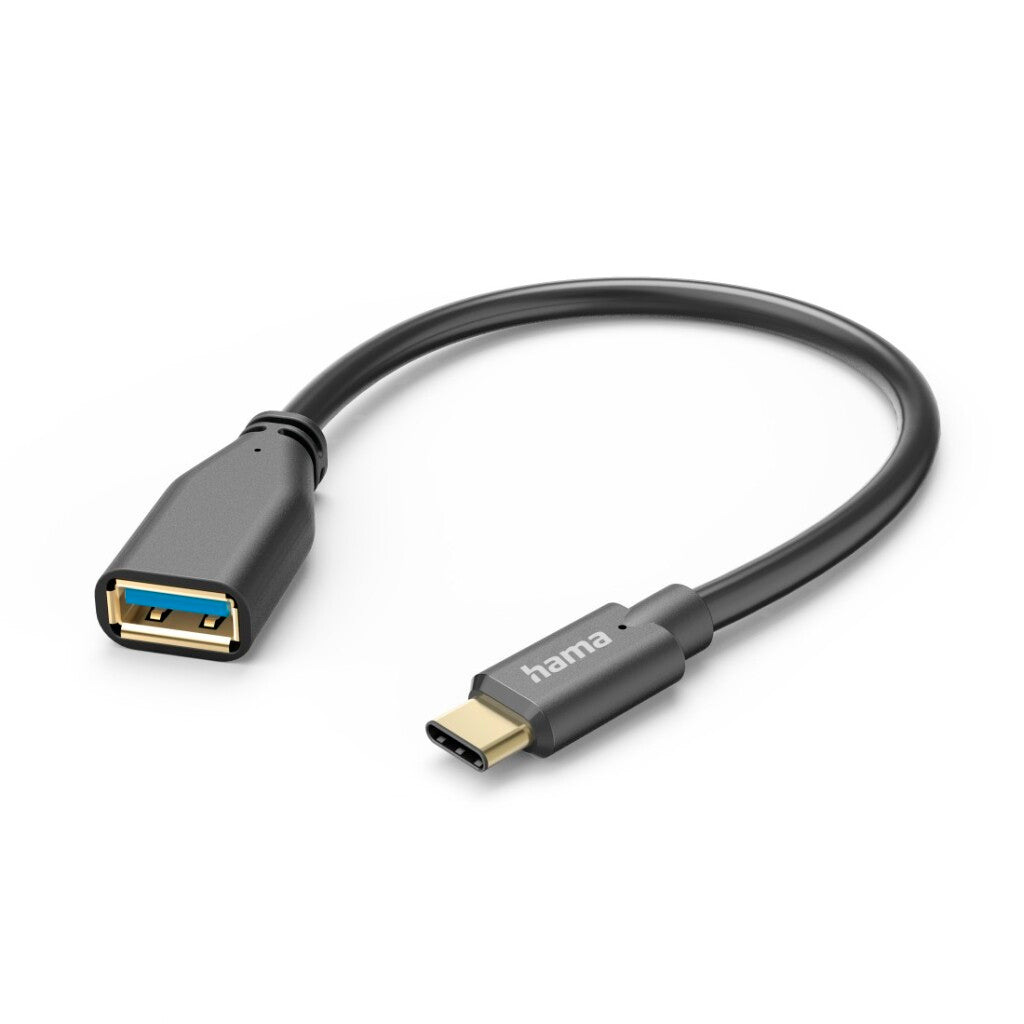 Hama USB adapter kabel OTG USB-C stik - USB-A tilslutning 15 cm sort