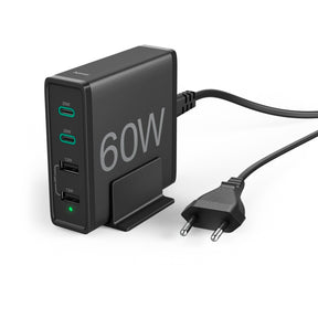 Hama hurtigoplader 4 porte 2x USB-C PD QC 2x USB-A 60 W sort