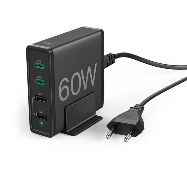 Hama hurtigoplader 4 porte 2x USB-C PD QC 2x USB-A 60 W sort