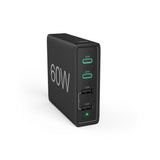 Hama hurtigoplader 4 porte 2x USB-C PD QC 2x USB-A 60 W sort