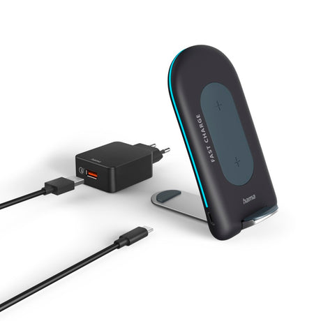Hama trådløst opladersæt qi-fc15s 15w trådløs smartphone ladestation størrelse