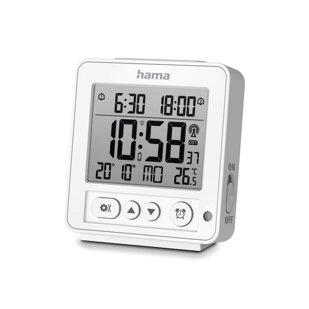 Hama digitalt radiostyret LCD-vækkeur Rhodos hvid