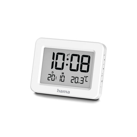 Hama digital LCD alarm clock in white