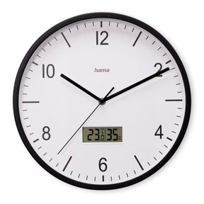 Hama dcf vægur Lanzarote tikker ikke + termometer og hygrometer 35 cm sort og hvid