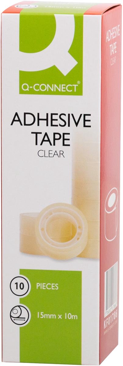 Q-connect selvklæbende tape, pp, 15 mm x 10 m, æske med 10 stk.