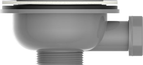 Kirchhoff eco-save plast kurveventil, grå, 1 1 2 et, rustfri stål ventilkop og si ø114 mm, med 1 overløbstilslutning - 98835349