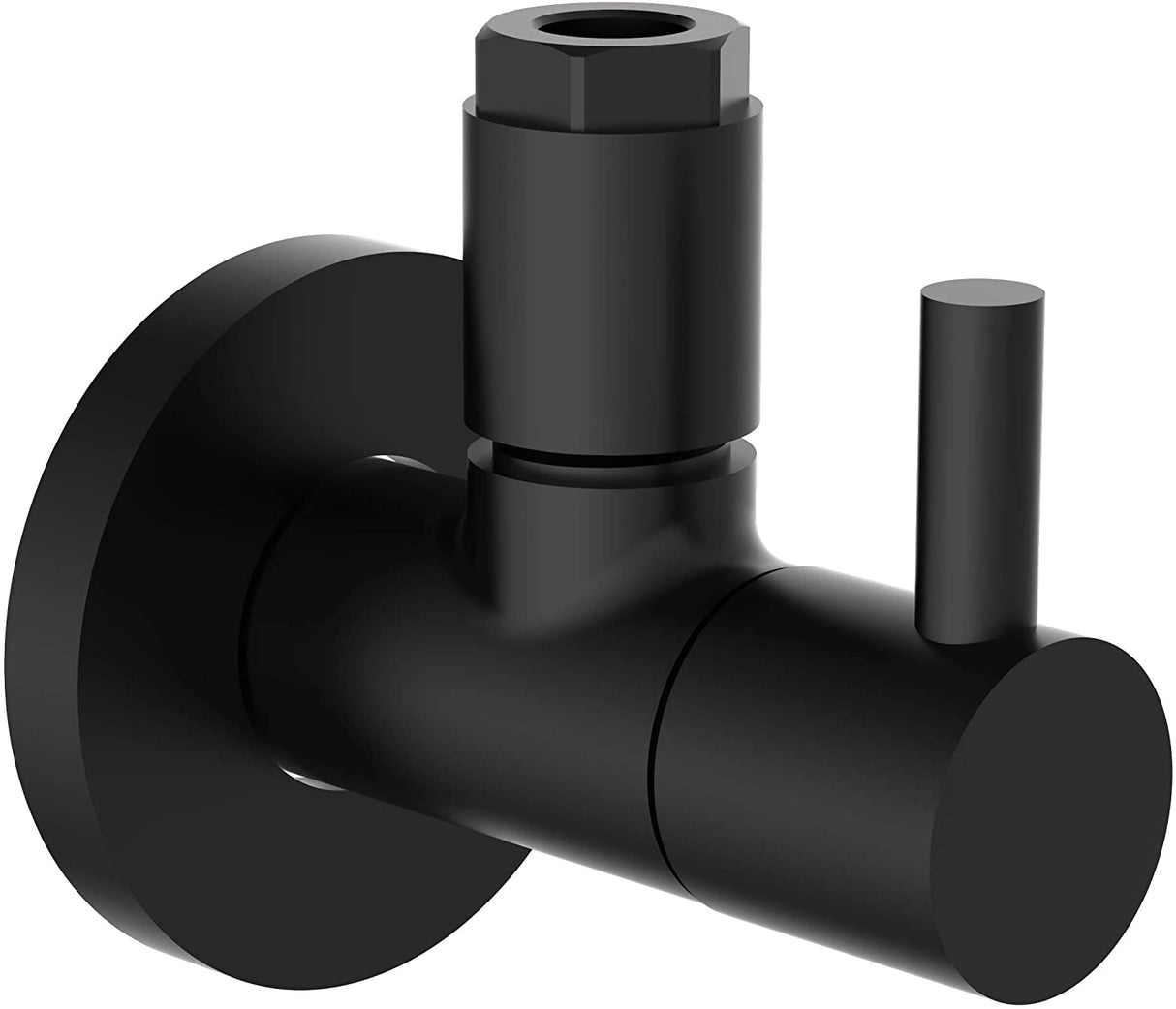 Schutte design vinkelventil af messing | 1 2 x 3 8 eller 10 mm | med roset| mat sort - 98166120 - 98166120