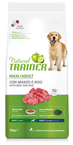 Naturlig træner hunde voksen maxi oksekød ris