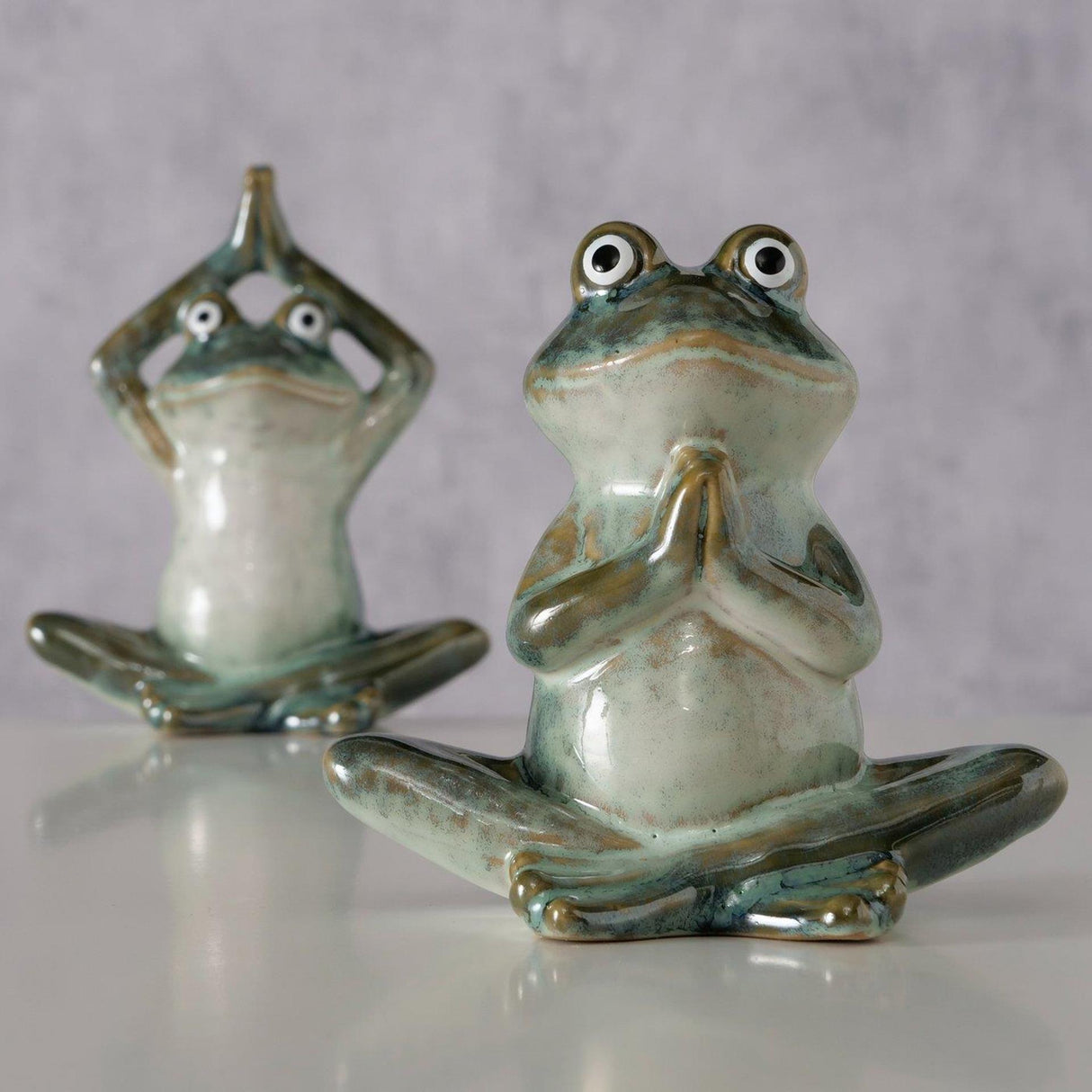 Boltze hjemmefigur steffo frø 11,5x7,5x14cm 2 assorteret