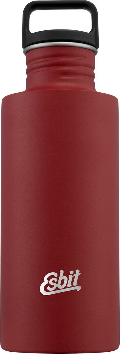 Esbit sculptor vandflaske - 750ml - rød - rustfrit stål drikkedunk - løkkehætte