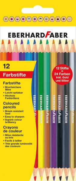 Eberhard faber ef-514811 farveblyant 2-sidet farvet penalhus 12 stykker 24 farver