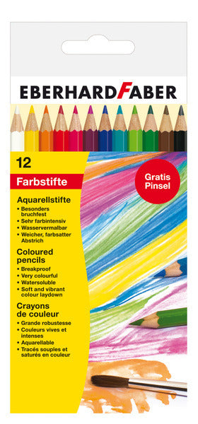 Eberhard faber ef-516012 akvarel blyant papkasse af 12 stykker med pensel