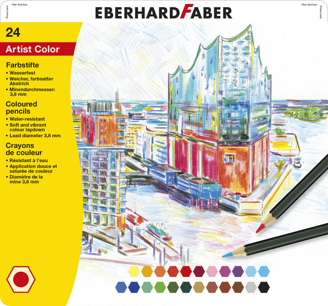 Eberhard faber ef-516124 farveblyanter metal etui med 24 stk