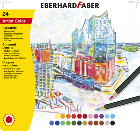 Eberhard faber ef-516124 farveblyanter metal etui med 24 stk