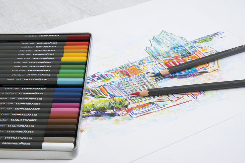 Eberhard faber ef-516124 farveblyanter metal etui med 24 stk