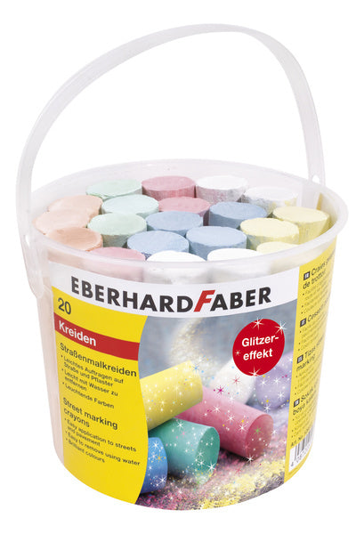 Eberhard faber fortovskridt - 20 stykker - i spand - glitterfarve - ef-526520
