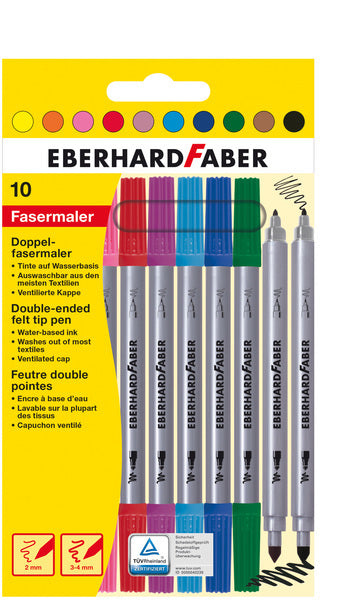 Eberhard faber ef-550010 tuschpenne duo 0,8+1-3mm assorteret etui med 10 stk.