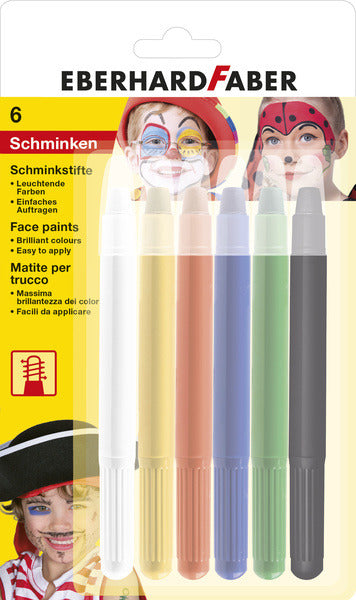 Eberhard Faber EF-579107 Roterbare ansigtsmalingspennesæt 6 farver på blisterkort