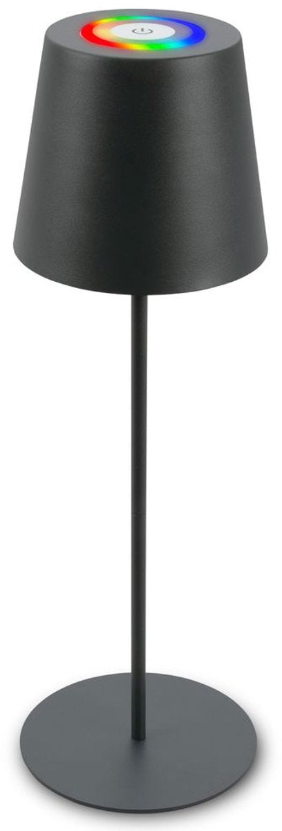 B.k.licht briloner - genopladelig RGB bordlampe - ledningsfri lampe - berøringsdæmpbar - til indendørs og udendørs - højdejusterbar - 36cm x 10,5 cm - antracit