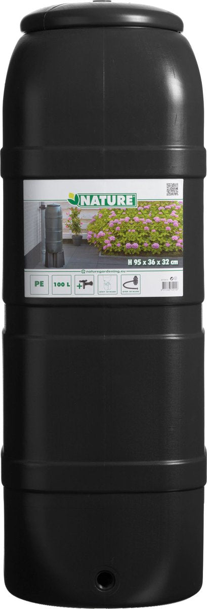 Nature - slimline - regntønde - 100l - h96 x 32 x 36cm - sort