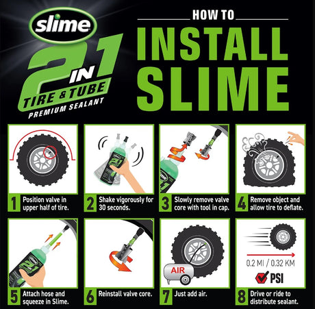 Slime 2-i-1 dæk indvendige slanger anti-punktur middel 473 ml