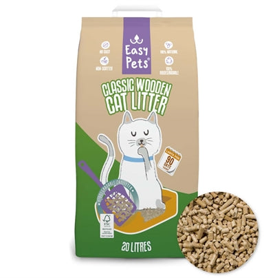 Easypets biologisk nedbrydelige klassiske træpiller kattegrus