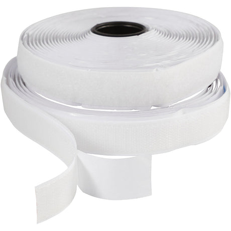 Creativ company Velcro krog-og-løkke lukning, selvklæbende, B: 20 mm, hvid, 5 m 1 rulle