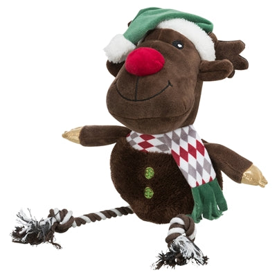 Trixie Xmas rensdyr med floss reb ben plys bomuld
