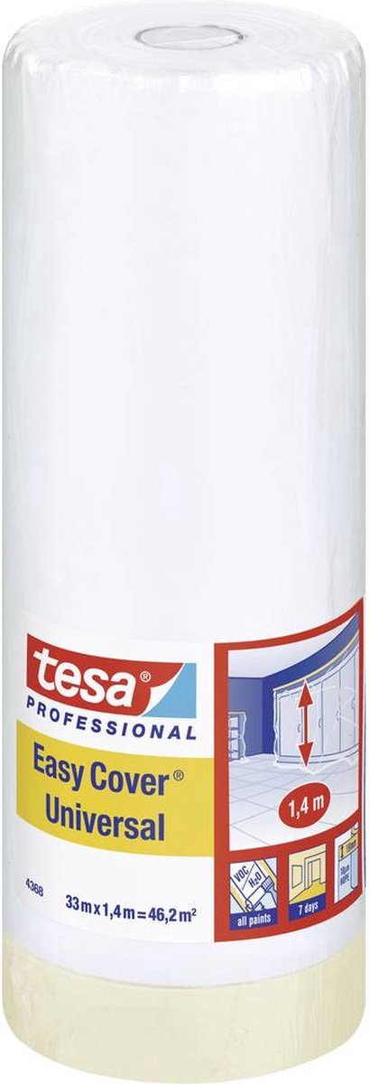 Tesa 04368-00009-02 maskeringsfilm let betræk lysebrun (L x B) 33 m x 1,4 m 1 stk.