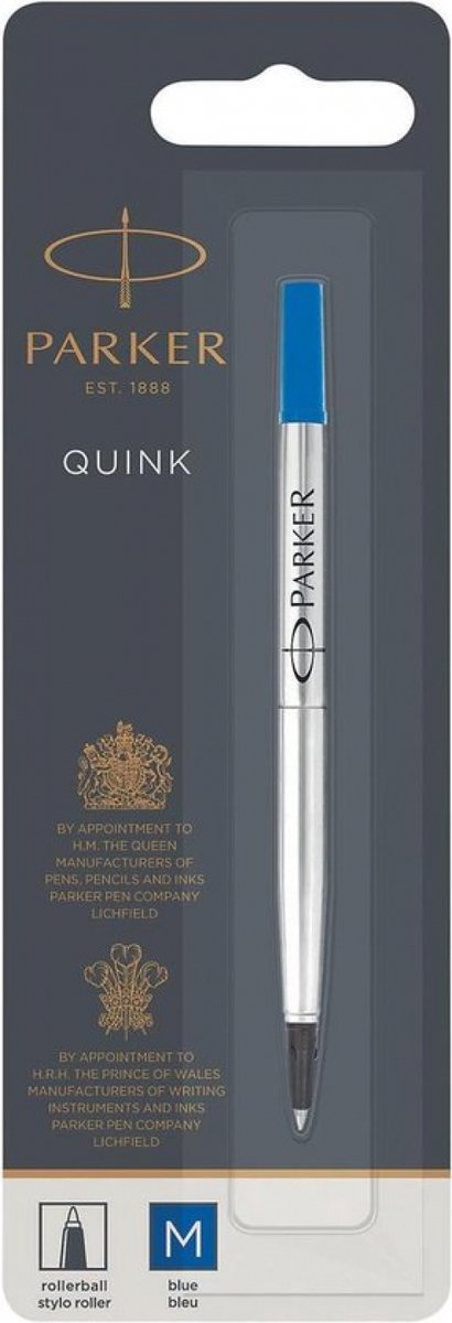 Parker rollerball pen blæk refill | mellempunkt | blå quink blæk | 1 stk
