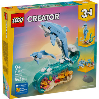 Lego ® creator 3i1 havdyr: smukke delfiner - genopbygget til en søhest eller krabbe - 31385