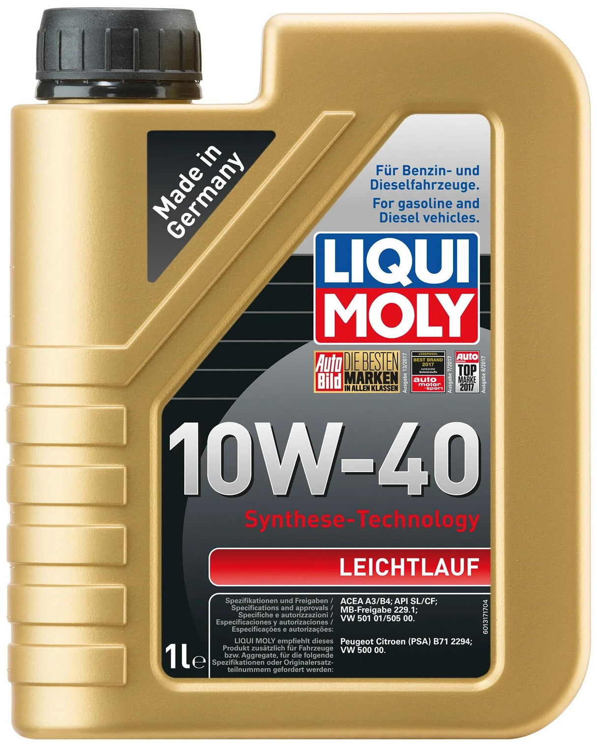 Liqui moly motorolie leichtlauf glat kørende 10w-40 lm 1 ltr.