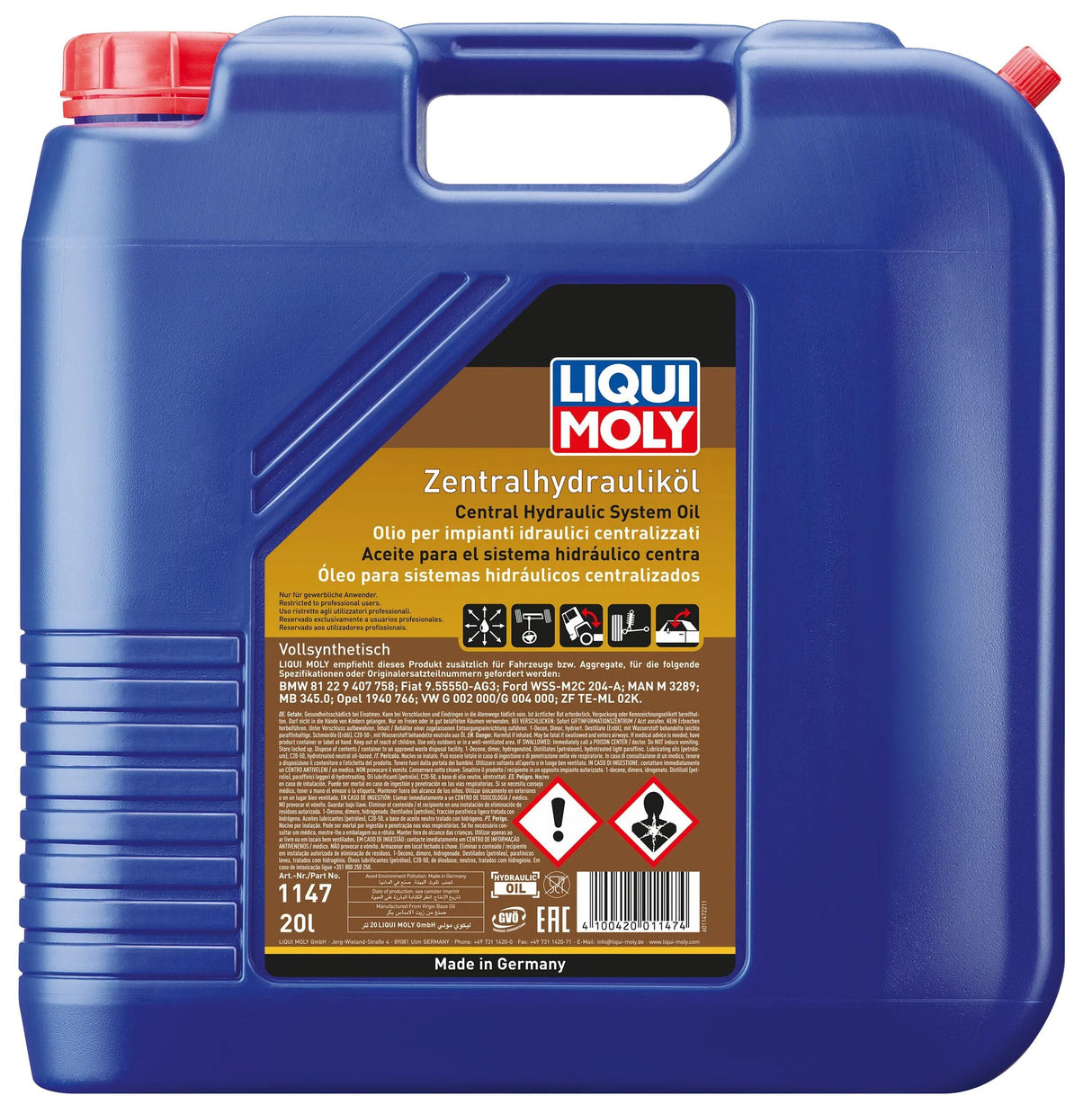 Liqui moly hydrauliköl central hydraulikolie 20l lm