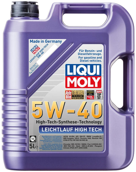 Liqui moly motorolie leichtlauf high tech leichtl. højteknologisk 5w40 lm 5 ltr.