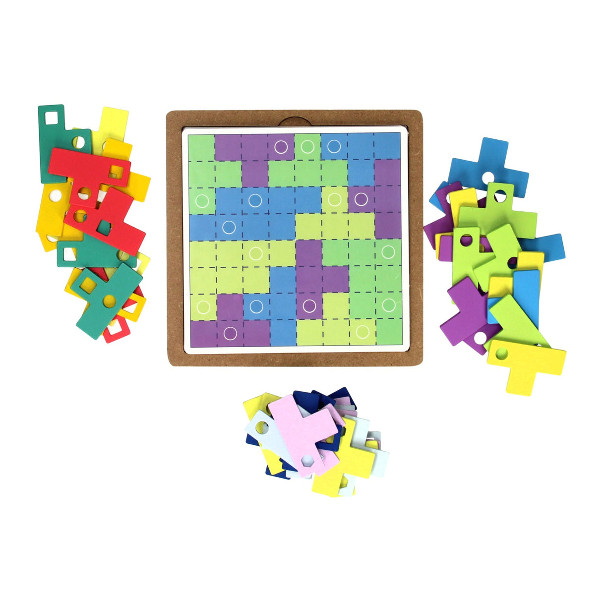 tangram-regnbuesæt i træ, 64 dele.