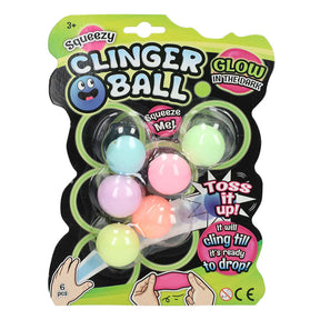 Squeeze ball sticky wall glow in the dark, 6 stk