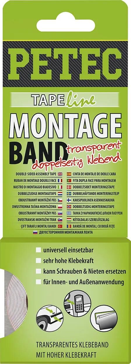 Petec monteringstape monteringstape 2mx19mm tra