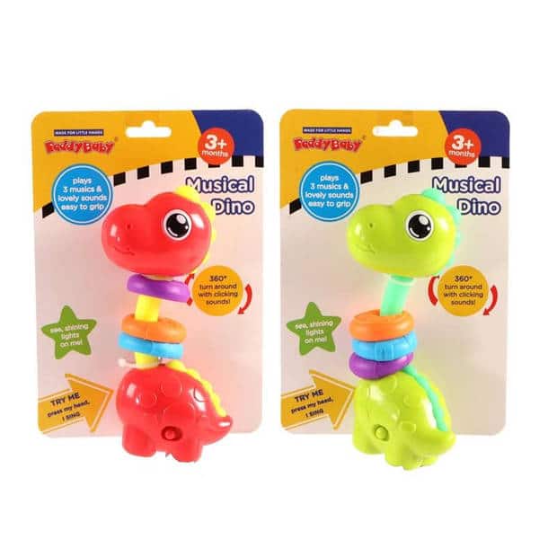 Jonotoys dinosaur musik rangle 14 cm høj