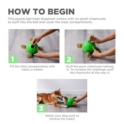 Udadvendt jagthund nina ottosson hund snuffle n' treat ball green