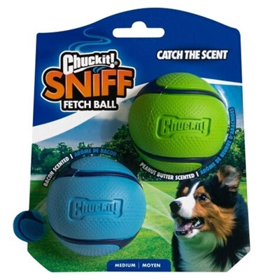 Chuckit! sniff fetch ball m - 2-pack - bacon peanut butter - duftende apportkugler - kuglehund