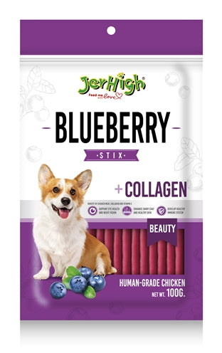 Jerhigh Jerhigh Blueberry Stix med kylling og kollagen