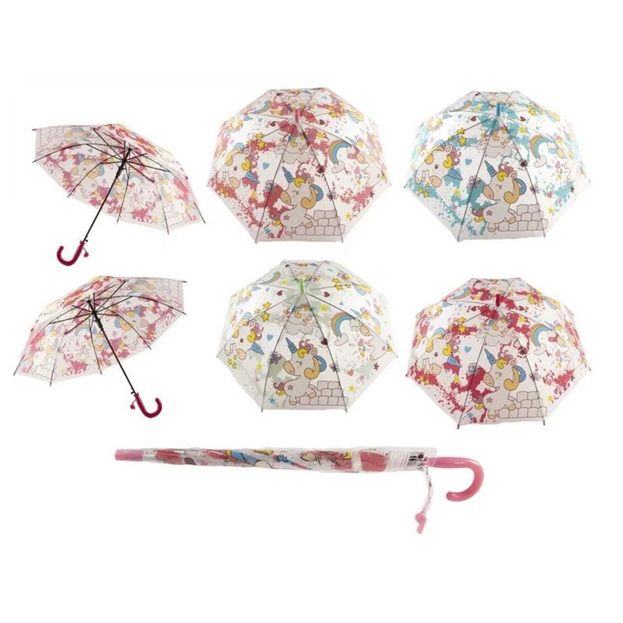 Paraply enhjørning 50cm 4 assorteret