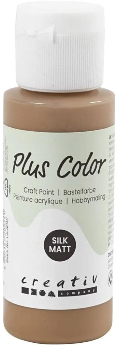 Plus farve akrylmaling - beige maling - akrylmaling - akrylmaling - hobbymaling - hurtigtørrende maling - uigennemsigtig maling - vandbaseret maling - højkvalitets dekorationsmaling - lysebrun - maling - 60ml