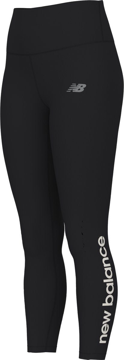 New balance sport højtaljede grafiske leggings 25 sportsbukser til kvinder - sorte